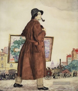 Boris Mikhailovich Kustodiev Werke - Porträt von isaak brodsky 1920 Boris Mikhailovich Kustodiev